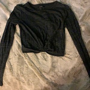 thing long sleeve cropped top knot front